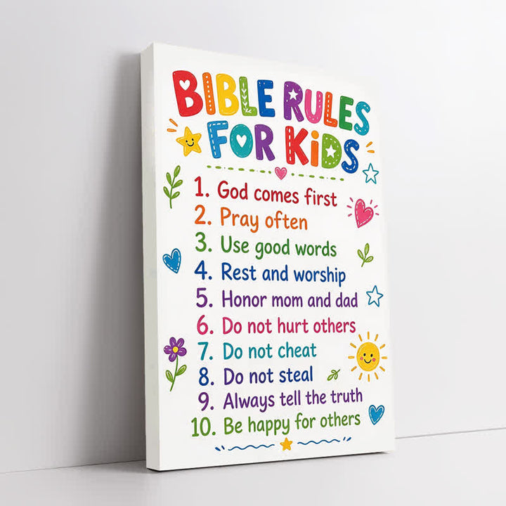 Christianartworkshop Kids' Bible Rules Canvas Wall Art: Beacon of Gentle Heavenly Guidance - image 4