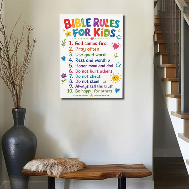 Christianartworkshop Kids' Bible Rules Canvas Wall Art: Beacon of Gentle Heavenly Guidance - image 3