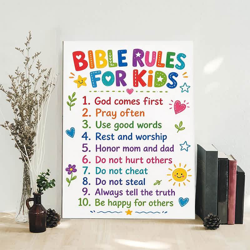 Christianartworkshop Kids' Bible Rules Canvas Wall Art: Beacon of Gentle Heavenly Guidance - image 1