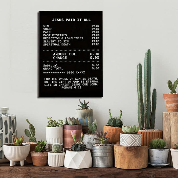 Christianartworkshop Receipt-Style Jesus Paid It All Canvas Wall Print - image 2