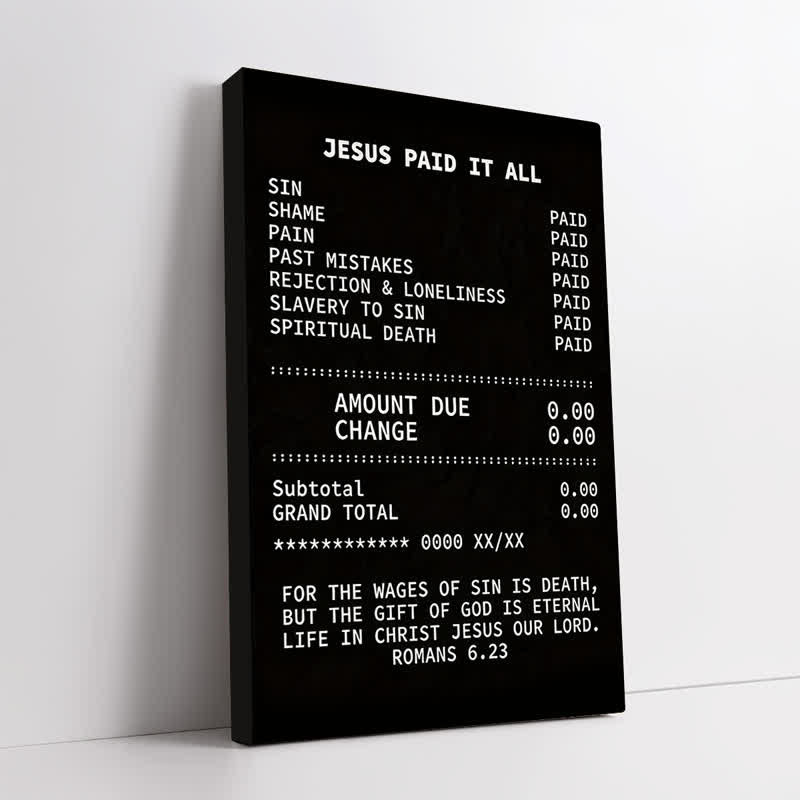 Christianartworkshop Receipt-Style Jesus Paid It All Canvas Wall Print - image 4