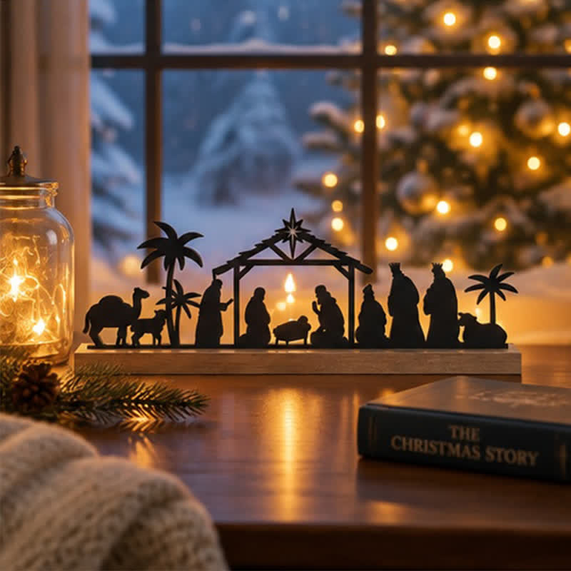Christianartworkshop Nativity Scene Silhouette Wooden Tabletop Ornament - image 3