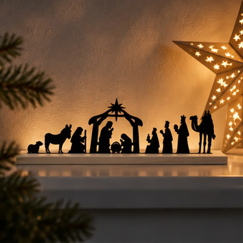 Christianartworkshop Nativity Scene Silhouette Wooden Tabletop Ornament - Nativity B - image 4