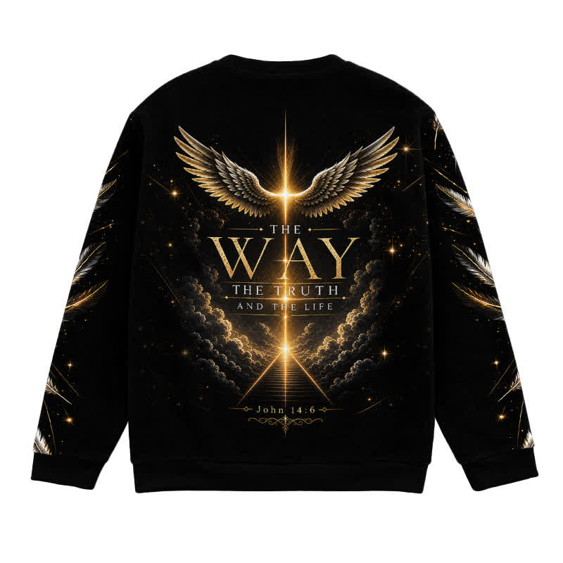 Christianartworkshop I Am The Way Black Gold Graphic Sweater - image 1