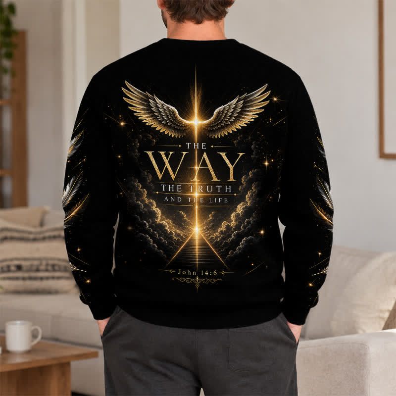 Christianartworkshop I Am The Way Black Gold Graphic Sweater - image 3