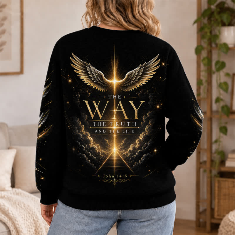 Christianartworkshop I Am The Way Black Gold Graphic Sweater - image 5