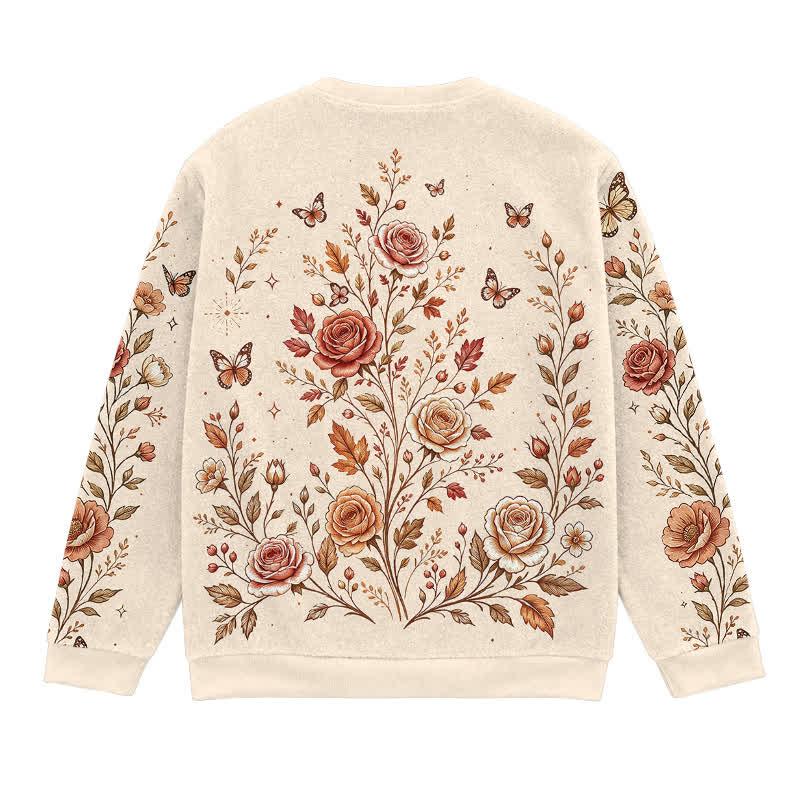 Christianartworkshop Walk By Faith Vintage Floral Heart Beige Sweater - image 1