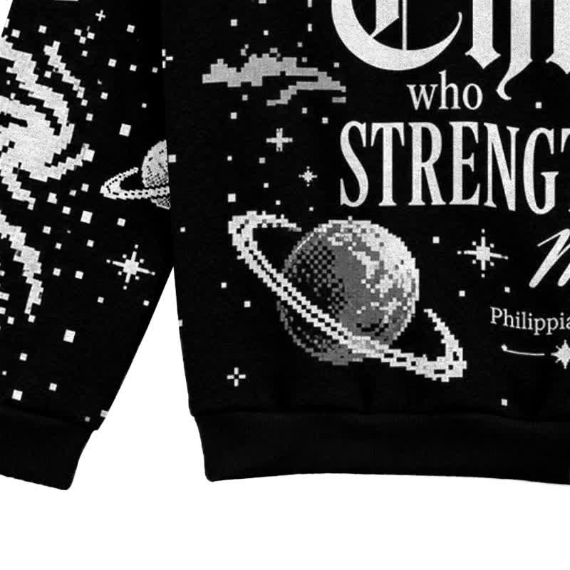 Christianartworkshop Galaxy Faith Verse Black Crewneck Sweater - image 7