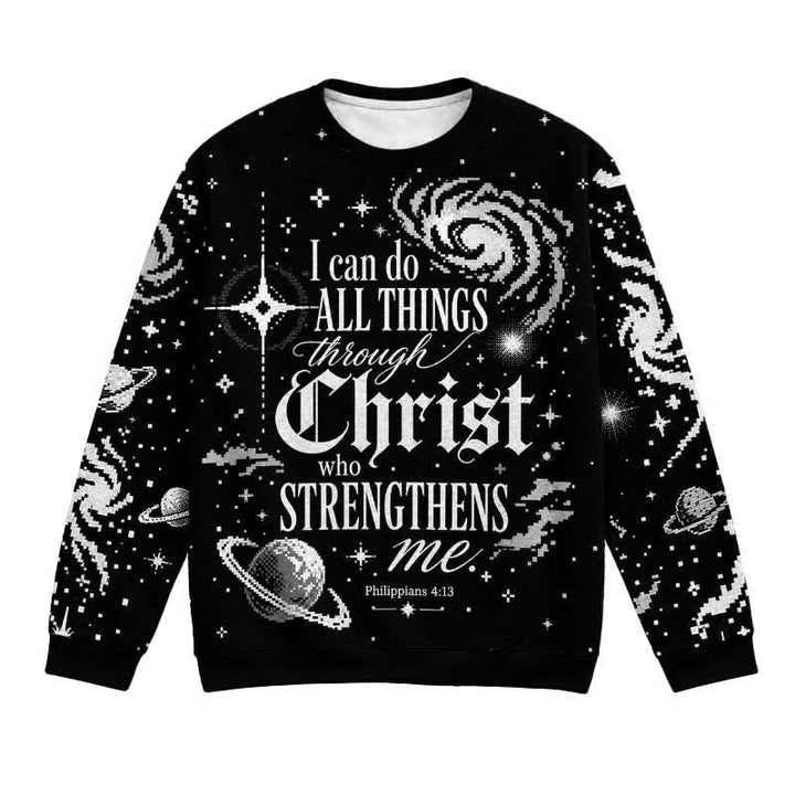 Christianartworkshop Galaxy Faith Verse Black Crewneck Sweater - 3XL - image 0