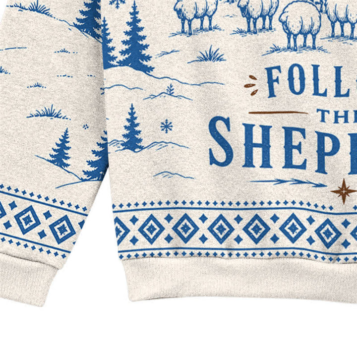 Christianartworkshop Follow The Shepherd Nordic Winter Knit Sweater - image 7