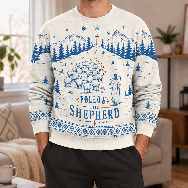 Christianartworkshop Follow The Shepherd Nordic Winter Knit Sweater - image 2