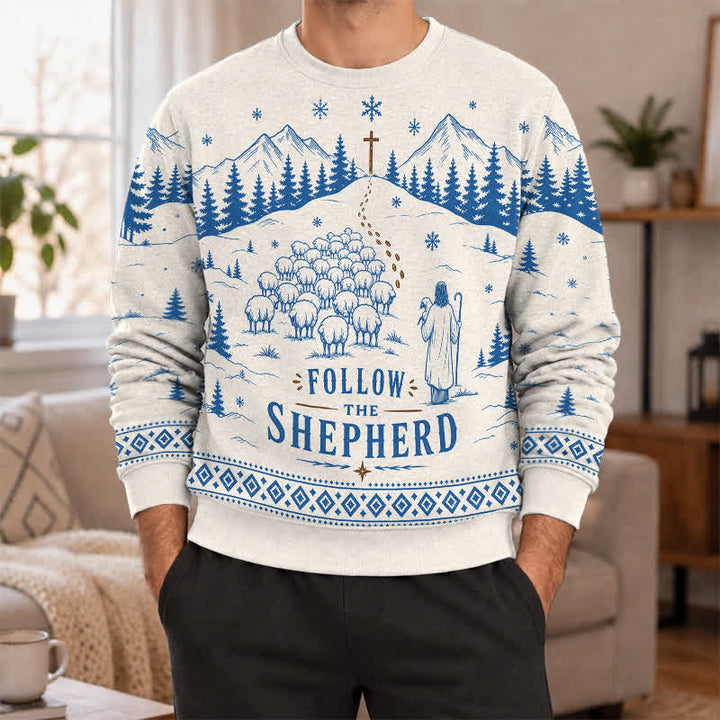 Christianartworkshop Follow The Shepherd Nordic Winter Knit Sweater - image 2