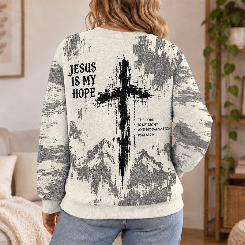 Christianartworkshop Jesus Is My Hope Distressed Streetwear Crewneck Sweater - image 5