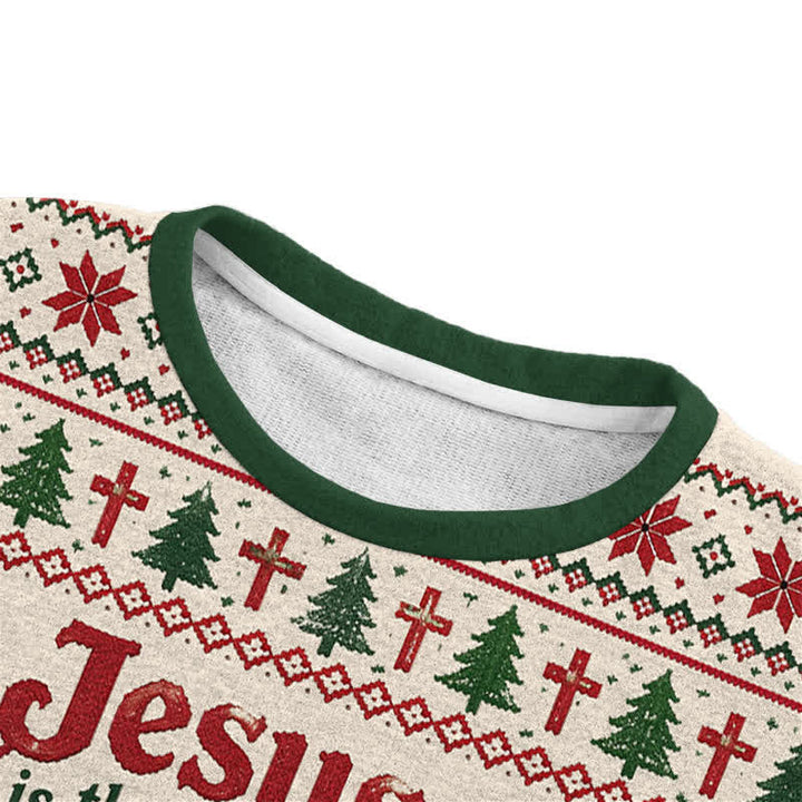 Christianartworkshop Jesus Is The Reason Nativity Knit Holiday Sweater - image 6