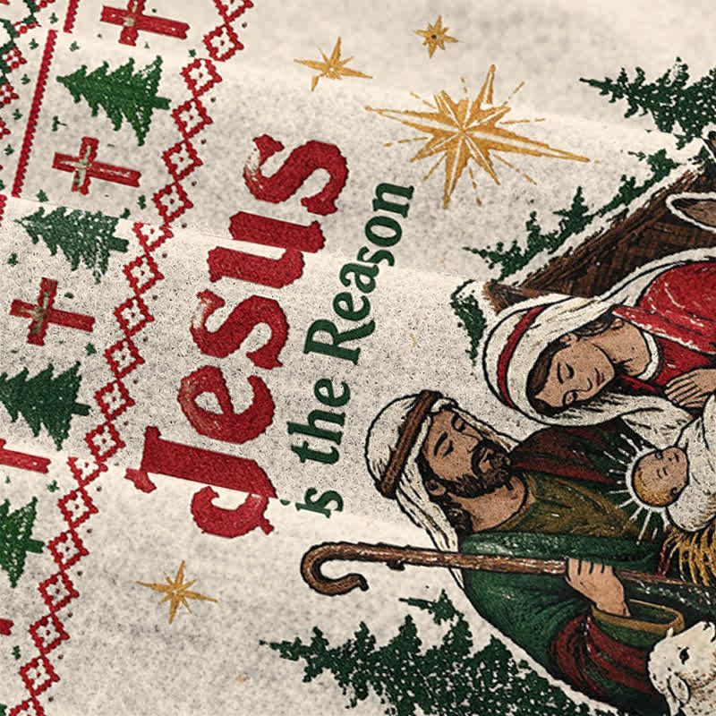 Christianartworkshop Jesus Is The Reason Nativity Knit Holiday Sweater - image 8