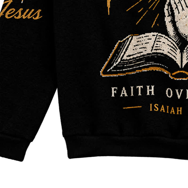 Christianartworkshop Jesus Lights My Path Black Gold Crewneck Sweater - image 7