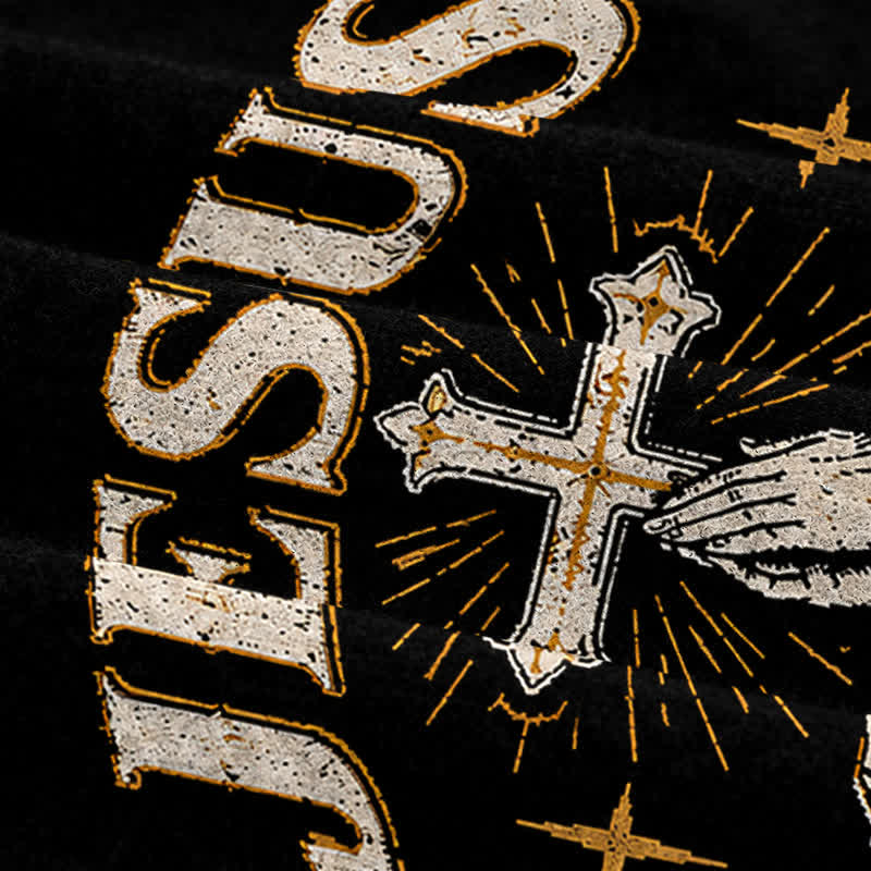 Christianartworkshop Jesus Lights My Path Black Gold Crewneck Sweater - image 8