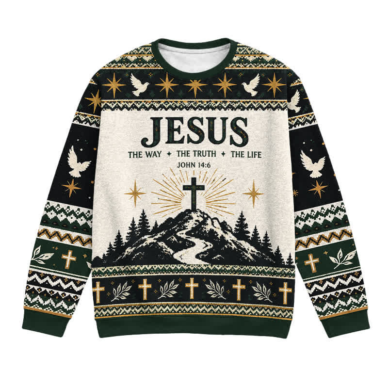 Christianartworkshop Jesus The Way Vintage Christmas Knit Sweater - 3XL - image 0