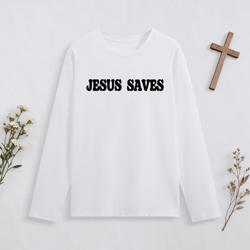 Christianartworkshop Jesus Saves Good News Black Long-Sleeve T-Shirt - image 9