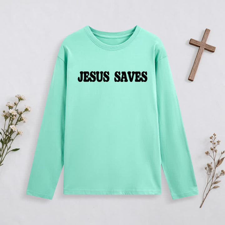 Christianartworkshop Jesus Saves Good News Black Long-Sleeve T-Shirt - image 30