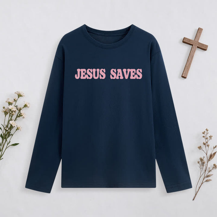 Christianartworkshop Jesus Saves Good News Black Long-Sleeve T-Shirt - image 14