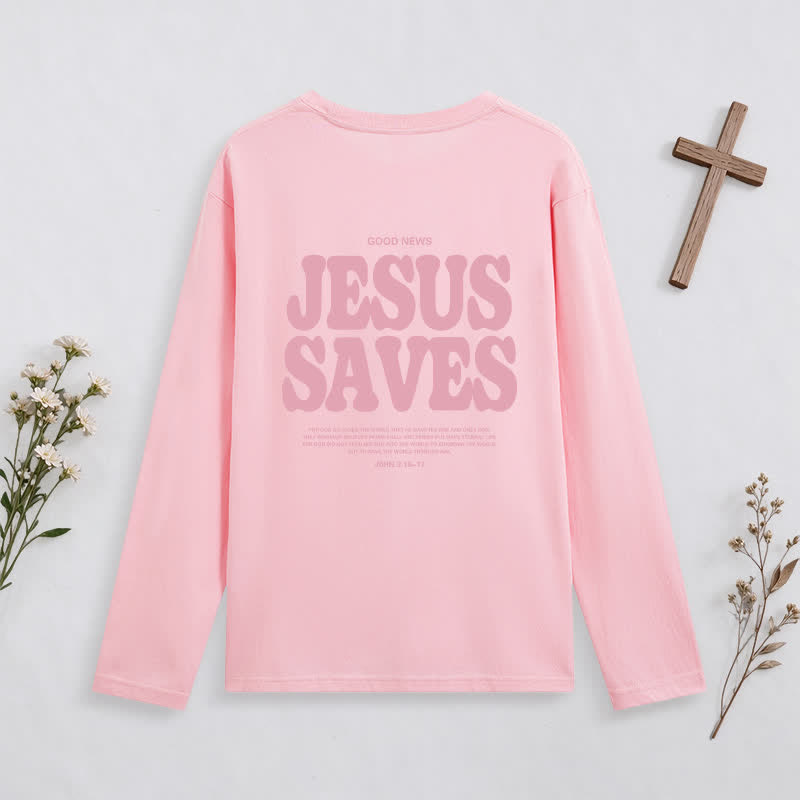 Christianartworkshop Jesus Saves Good News Black Long-Sleeve T-Shirt - image 20