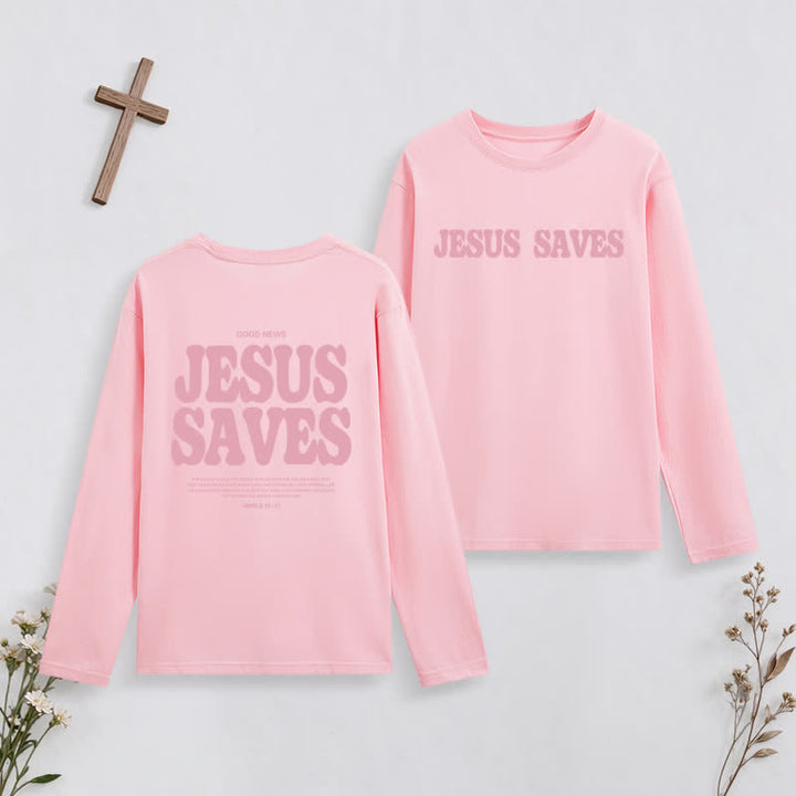 Christianartworkshop Jesus Saves Good News Black Long-Sleeve T-Shirt - Pink - 4XL - image 19