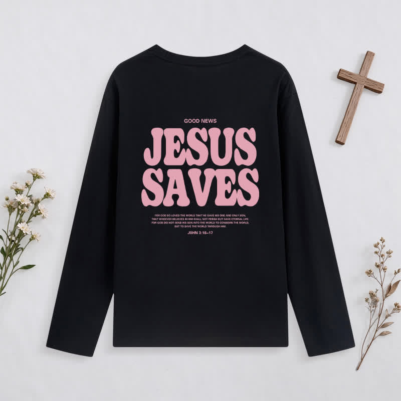 Christianartworkshop Jesus Saves Good News Black Long-Sleeve T-Shirt - image 1