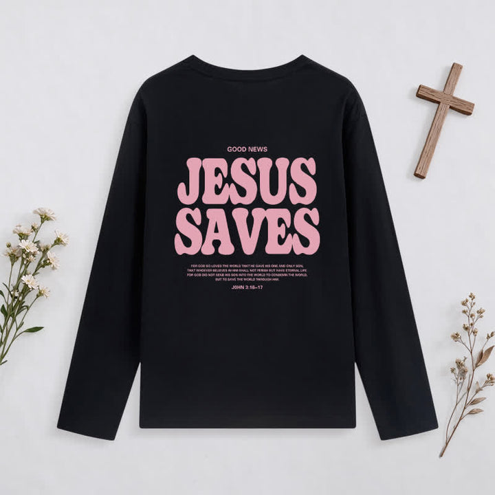 Christianartworkshop Jesus Saves Good News Black Long-Sleeve T-Shirt - image 1