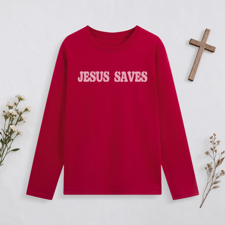 Christianartworkshop Jesus Saves Good News Black Long-Sleeve T-Shirt - image 24
