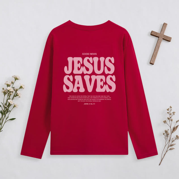 Christianartworkshop Jesus Saves Good News Black Long-Sleeve T-Shirt - image 23
