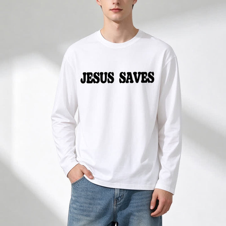 Christianartworkshop Jesus Saves Good News Black Long-Sleeve T-Shirt - image 10