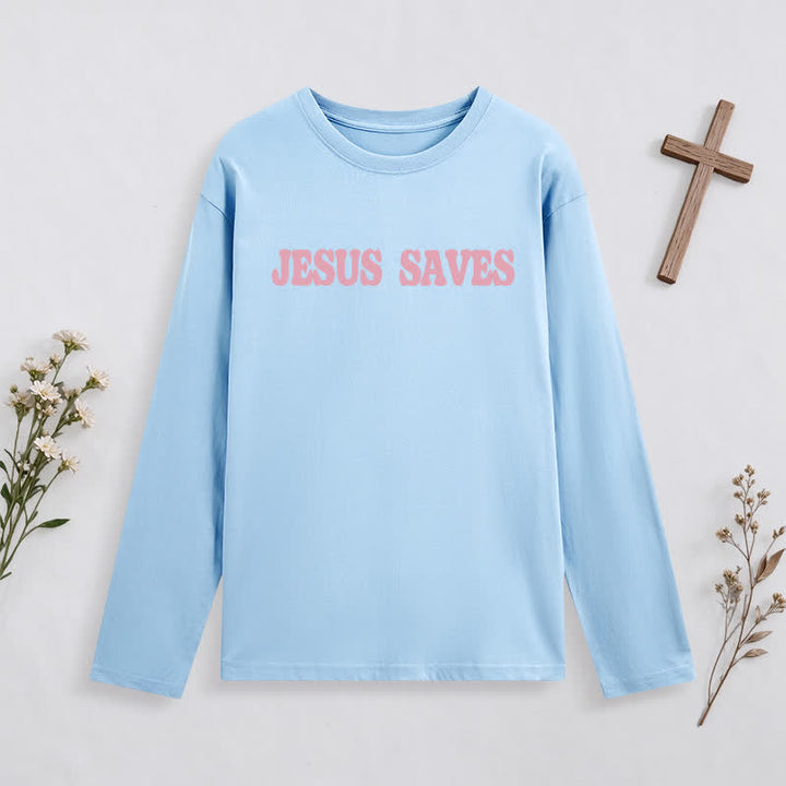 Christianartworkshop Jesus Saves Good News Black Long-Sleeve T-Shirt - image 33