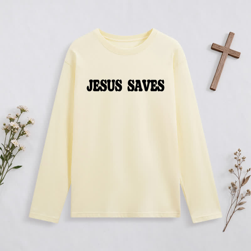 Christianartworkshop Jesus Saves Good News Black Long-Sleeve T-Shirt - image 5