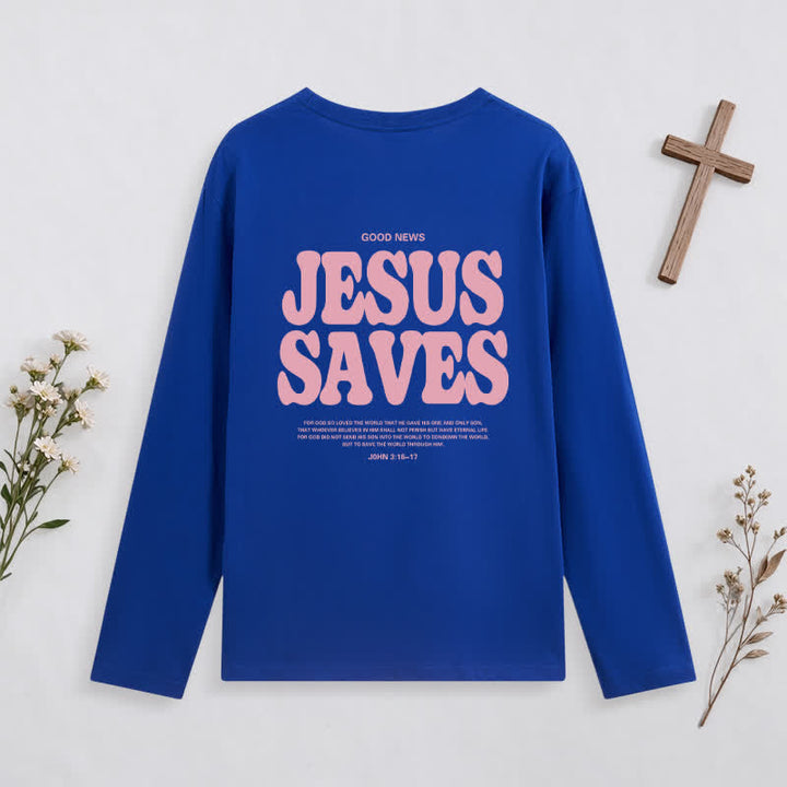 Christianartworkshop Jesus Saves Good News Black Long-Sleeve T-Shirt - image 38