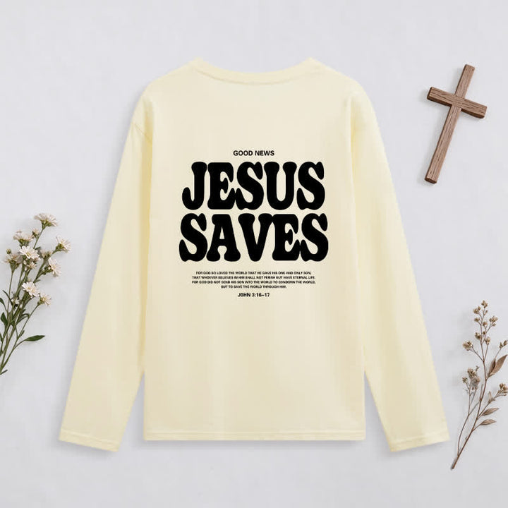Christianartworkshop Jesus Saves Good News Black Long-Sleeve T-Shirt - image 4