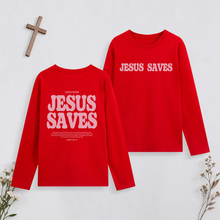 Christianartworkshop Jesus Saves Good News Black Long-Sleeve T-Shirt - Orange - 4XL - image 25