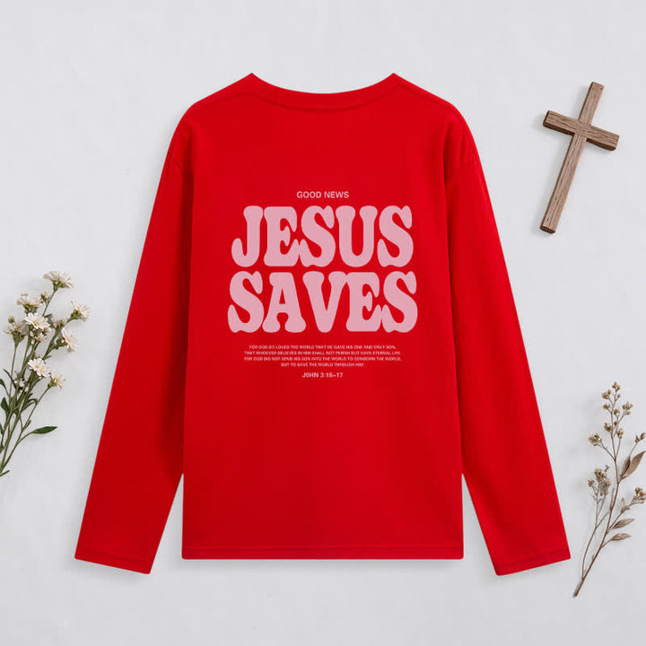 Christianartworkshop Jesus Saves Good News Black Long-Sleeve T-Shirt - image 26