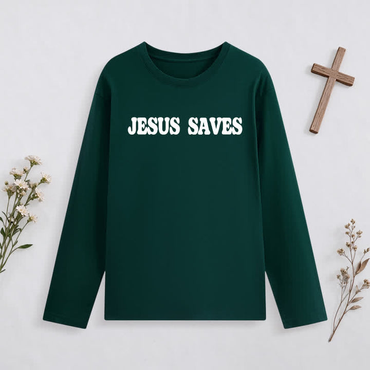 Christianartworkshop Jesus Saves Good News Black Long-Sleeve T-Shirt - image 36