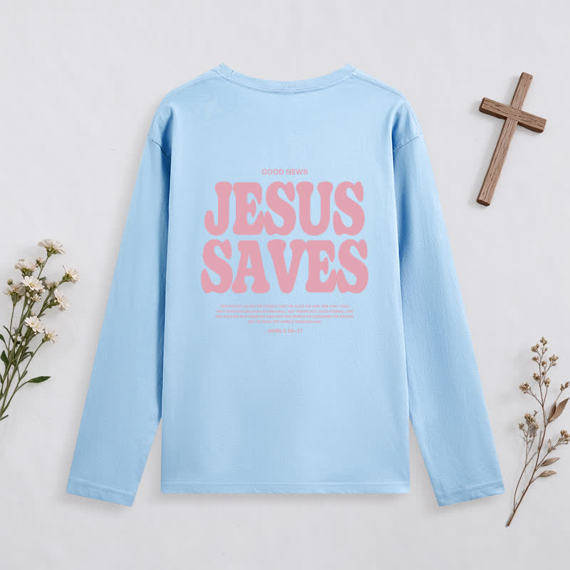 Christianartworkshop Jesus Saves Good News Black Long-Sleeve T-Shirt - image 32