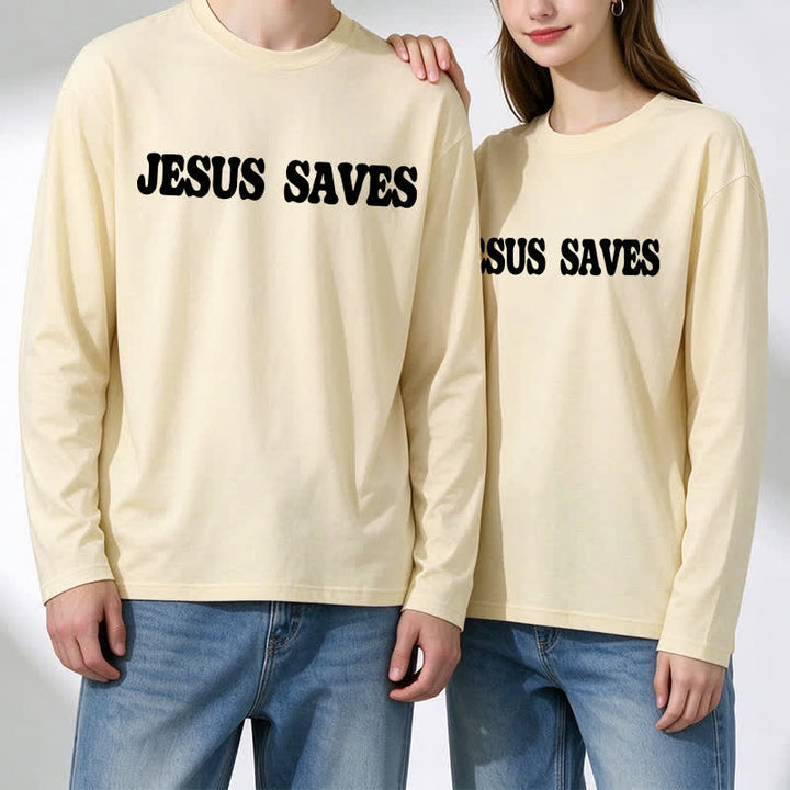 Christianartworkshop Jesus Saves Good News Black Long-Sleeve T-Shirt - image 6