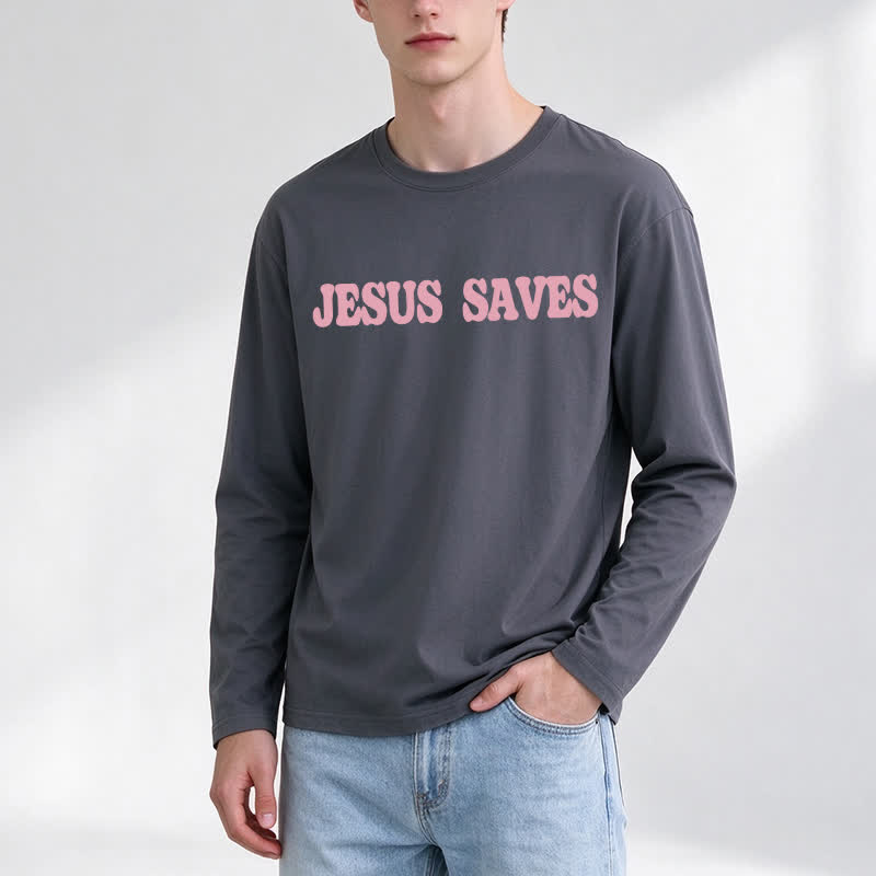 Christianartworkshop Jesus Saves Good News Black Long-Sleeve T-Shirt - image 18