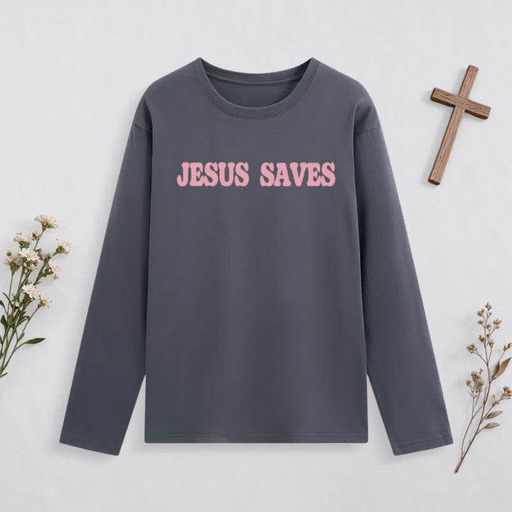 Christianartworkshop Jesus Saves Good News Black Long-Sleeve T-Shirt - image 17