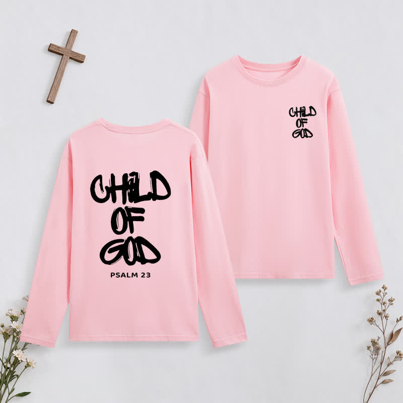 Christianartworkshop Child Of God Psalm 23 Black Long-Sleeve T-Shirt - Pink - 4XL - image 16
