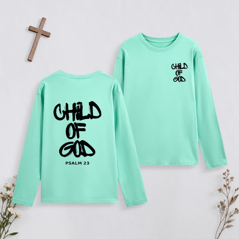 Christianartworkshop Child Of God Psalm 23 Black Long-Sleeve T-Shirt - Green - 4XL - image 25