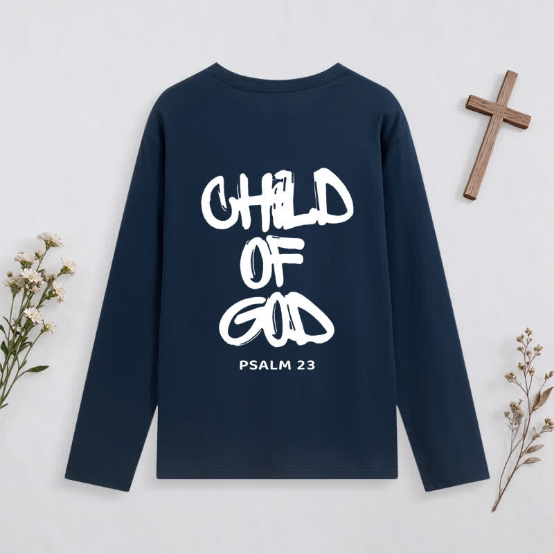 Christianartworkshop Child Of God Psalm 23 Black Long-Sleeve T-Shirt - image 23