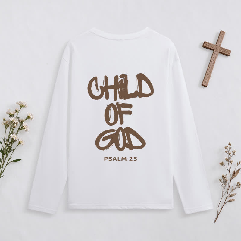 Christianartworkshop Child Of God Psalm 23 Black Long-Sleeve T-Shirt - image 4