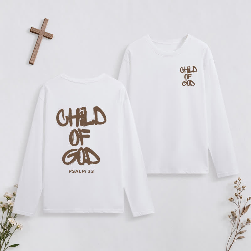 Christianartworkshop Child Of God Psalm 23 Black Long-Sleeve T-Shirt - White - 4XL - image 3