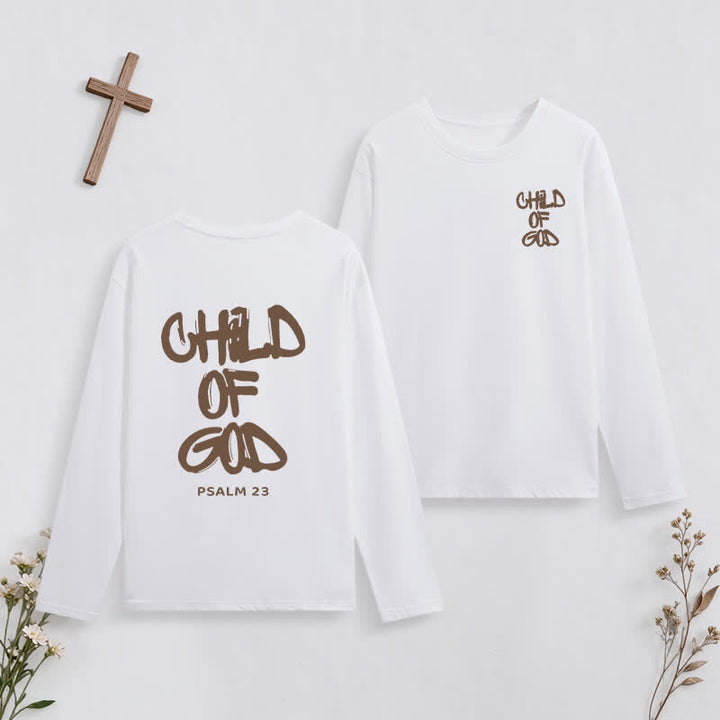 Christianartworkshop Child Of God Psalm 23 Black Long-Sleeve T-Shirt - White - 4XL - image 3