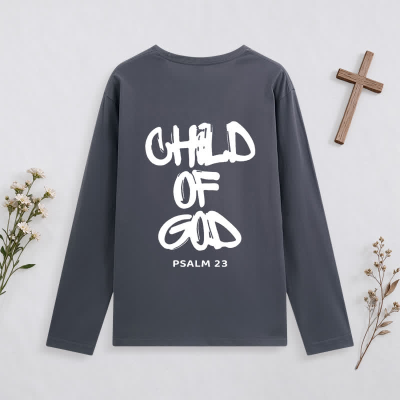 Christianartworkshop Child Of God Psalm 23 Black Long-Sleeve T-Shirt - image 13